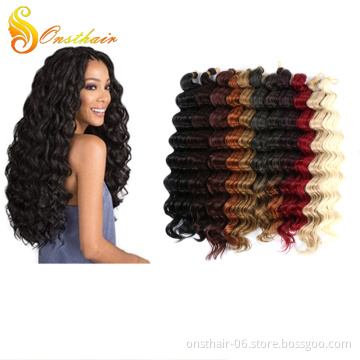 20" Synthetic Ombre Brazilian Ocean Wave Hair Bulk Crochet Braids Hair Extensions 80g/pack Deep Curly Bundle Twist Hair